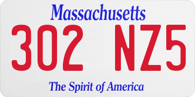 MA license plate 302NZ5