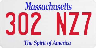 MA license plate 302NZ7