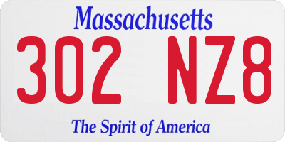 MA license plate 302NZ8