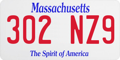 MA license plate 302NZ9