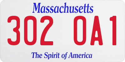 MA license plate 302OA1