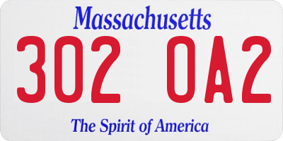 MA license plate 302OA2