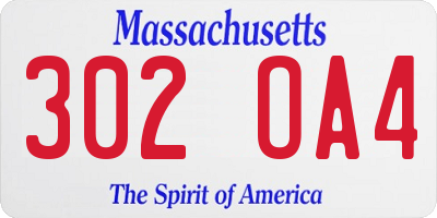MA license plate 302OA4