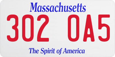 MA license plate 302OA5
