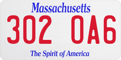 MA license plate 302OA6