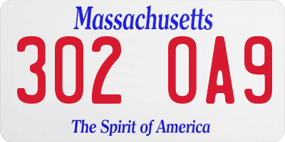 MA license plate 302OA9