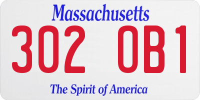 MA license plate 302OB1