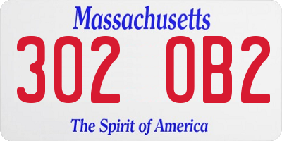 MA license plate 302OB2