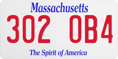 MA license plate 302OB4
