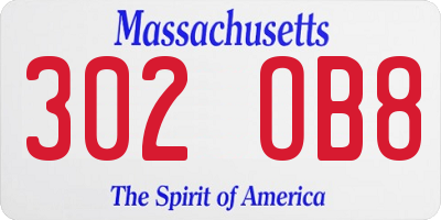 MA license plate 302OB8
