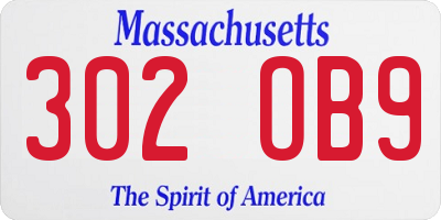 MA license plate 302OB9