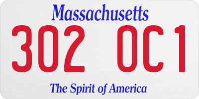 MA license plate 302OC1