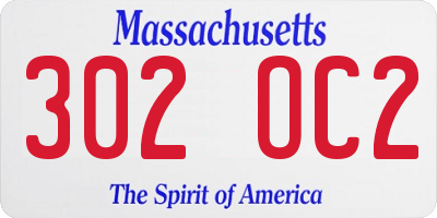 MA license plate 302OC2