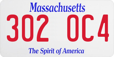 MA license plate 302OC4