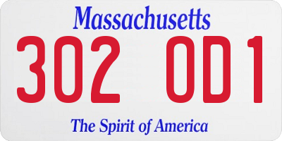 MA license plate 302OD1