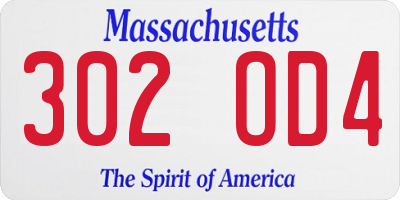 MA license plate 302OD4