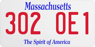 MA license plate 302OE1
