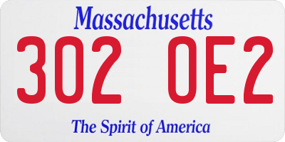MA license plate 302OE2