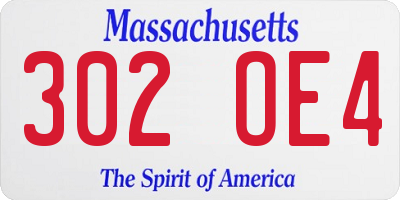 MA license plate 302OE4