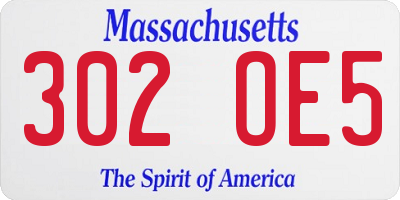 MA license plate 302OE5
