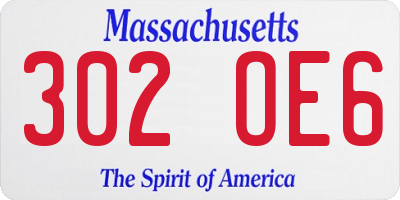 MA license plate 302OE6