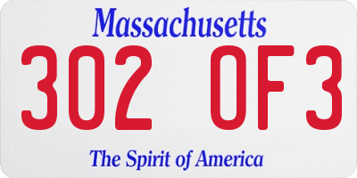 MA license plate 302OF3