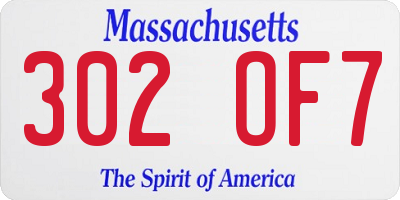 MA license plate 302OF7