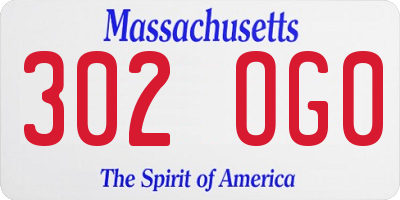 MA license plate 302OG0
