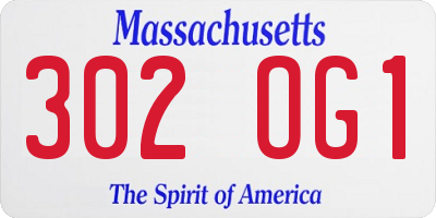 MA license plate 302OG1
