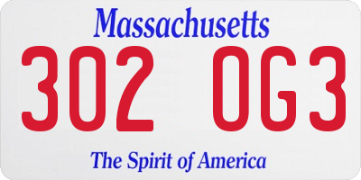 MA license plate 302OG3