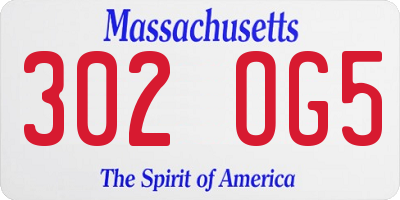 MA license plate 302OG5