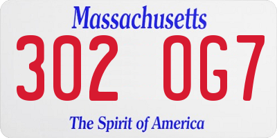 MA license plate 302OG7