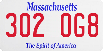 MA license plate 302OG8