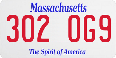 MA license plate 302OG9