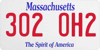 MA license plate 302OH2