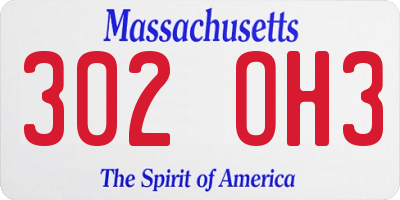 MA license plate 302OH3