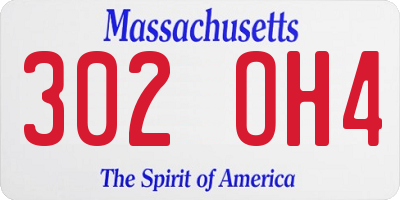 MA license plate 302OH4