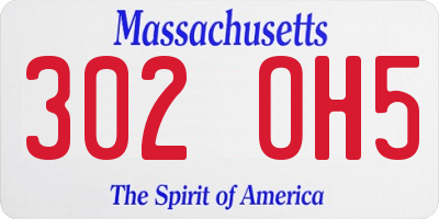 MA license plate 302OH5