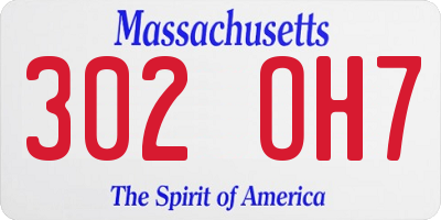 MA license plate 302OH7