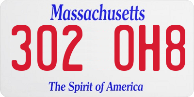 MA license plate 302OH8