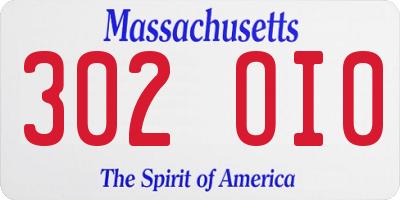 MA license plate 302OI0