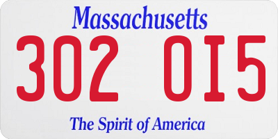 MA license plate 302OI5