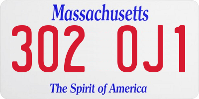 MA license plate 302OJ1