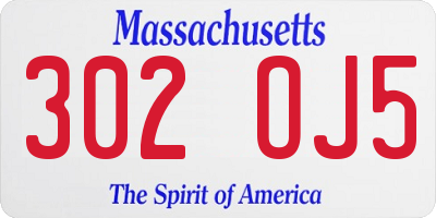 MA license plate 302OJ5