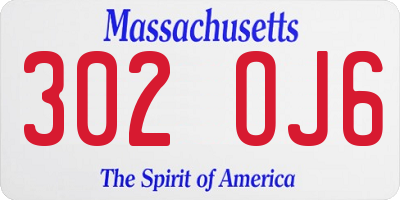 MA license plate 302OJ6