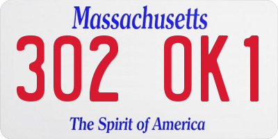 MA license plate 302OK1
