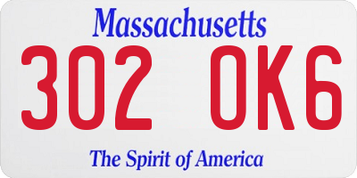 MA license plate 302OK6