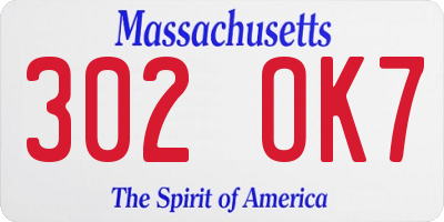 MA license plate 302OK7