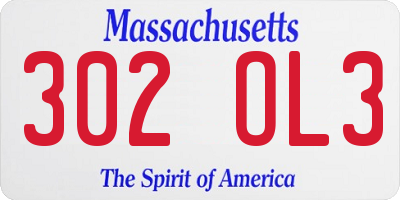 MA license plate 302OL3