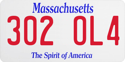 MA license plate 302OL4